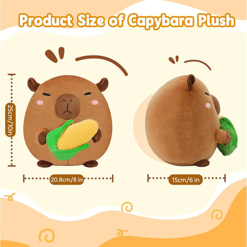 10 inch) BRICHOEE Capybara Plush Toy, Cute Capybara Stuffed Animal Holding Corn, Soft Capybara Plushie Gifts for Girls