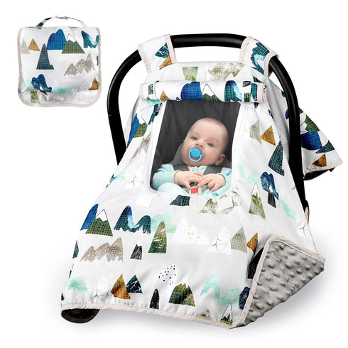 Cozy 0-12 Baby Car Seat Cover, Car Carseat Canopy Boys, Minky & Baby Lounger Replacement Cover, Newborn Lounger Cover