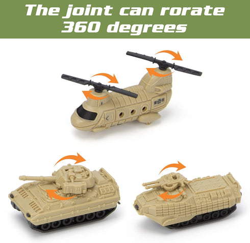 7 XDUOYJOY Military Fighter Jet Toys, Army Airplane Toys with Vehicles Trucks Helicopter Army Men, Decorate & Launch