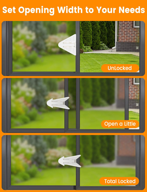 4PACK Sliding Glass Door Lock, Baby Proofing Window Door Locks Security Bar for Kids Patio Closet Doors