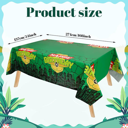 54x108in Turtle Party Tablecloth, Cartoon Turtle Theme Disposable Waterproof Table Cover for Birthday Decorations