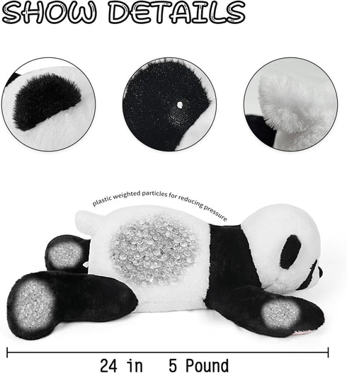 5lb, 24in Weighted Panda Stuffed Animals Weighted Panda Plush for Kids Adults Boys Girl, Cute Plushies Soft Pillow Toy