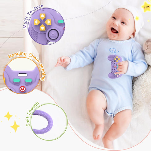Chelpopo 1Pack 6-12 0-6 Silicone Teethers for Months Old, Teething Toys for Months Old, Remote Teether for Baby
