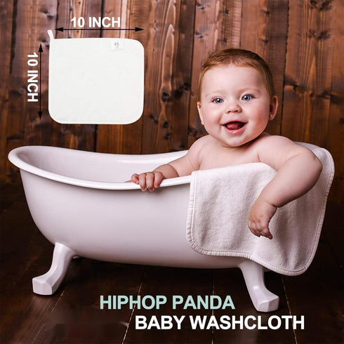 2 30 Pack HIPHOP PANDA Baby Washcloths, Rayon Made from Bamboo - Layer Ultra Soft Absorbent Newborn Bath Face Towel