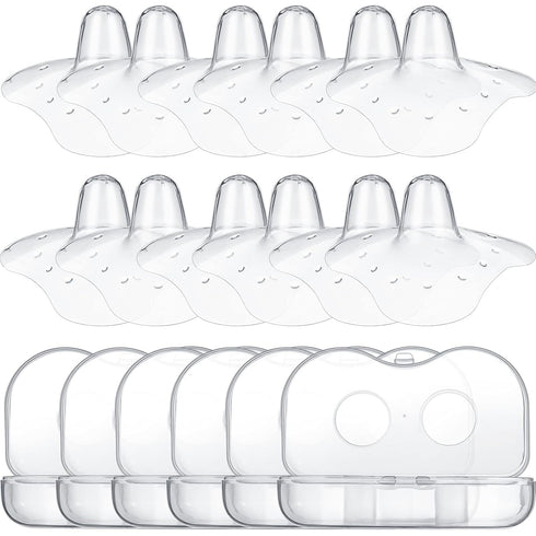 12 Pieces Nipple Shields 20 mm - Contact Nipple Protector with Clear Carrying Case, Silicone