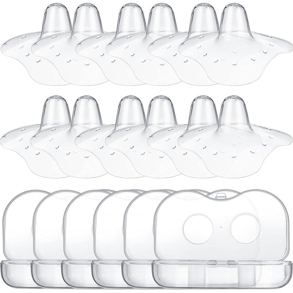 12 Pieces Nipple Shields 20 mm - Contact Nipple Protector with Clear Carrying Case, Silicone