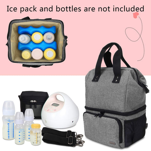 2 2 LUXJA Breast Pump Bag with Compartments for Breast Pump and Cooler Bag, Breast Pumping Case with Options