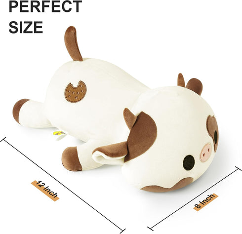 Onsoyours Cute Cow Plushie, 12" Soft Cookies Cow Squishy Plush Animal Toy Pillow for Kids