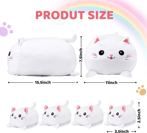 Cute Cat Plush Stuffed Animal with 4 Baby Soft Pillows, Birthday Gift for Kids