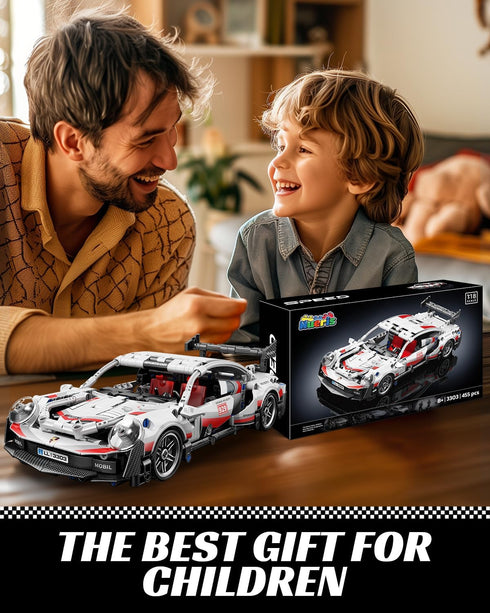1:18 Sets 455 Nueris Technic Super Sports Cars Model - PCS Black Gold MOC Building Block Car Raceing Engineering Toys