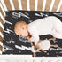 Fitted Crib Sheet for Boys Girls - Lightning Bolts Black Baby Crib Sheets Bassinet Sheets 27 x 39 in