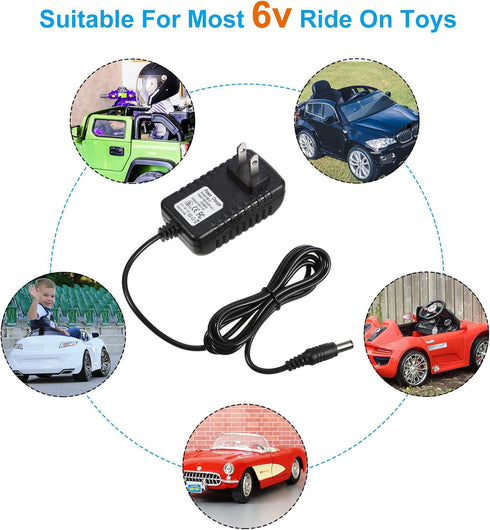 Weewooday 6V Charger for Kids Ride On Car - Battery Charger for Ride on Toys with Charging Indicator Light