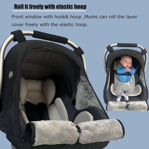ZERTAO Cozy Car Seat Cover for Babies Winter - Baby Car Seat Covers Universal Cold Weather Shield,Warm and Carseat