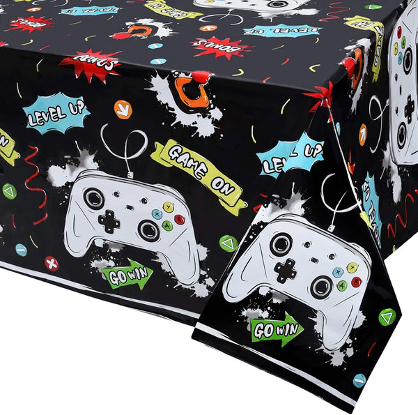 WERNNSAI 2 Pack Video Game Table Cloth, Gamer Birthday Decorations, Gaming Table Cover for Boys Kids, 54'' x 108''