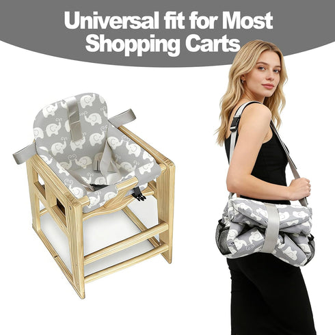 2-in-1 Padded Shopping Cart Cover for Baby & Toddler, High Chair Cover with Soft Thigh Guards, Grocery Cart Seat