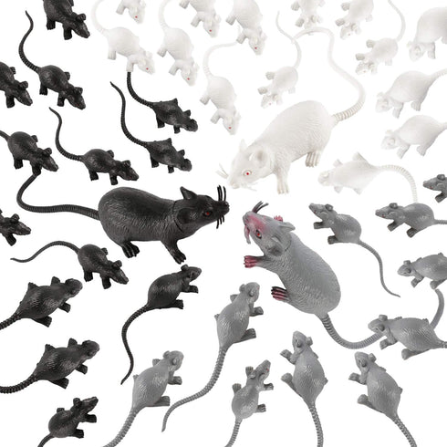 33 PCS Halloween Fake Mouse Toys, Realistic Plastic Mouse Figurines for Halloween Party Decorations and Pranks