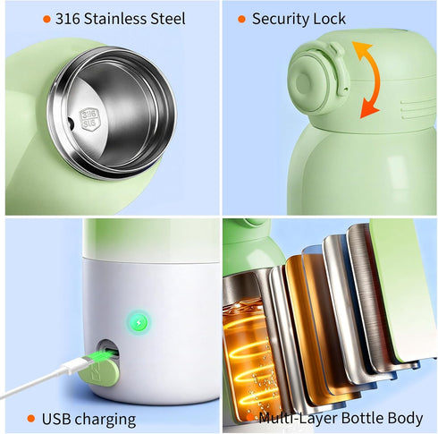 Umakep 12oz Portable Bottle Warmer, Large Capacity with Dual Heating Modes for Breast Milk & Water, Smart Temperature