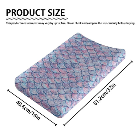 Mermaid Fish Scale Pattern Changing Pad Covers - Soft Changing Table Covers Fit 32"X16", Colorful Marine Print
