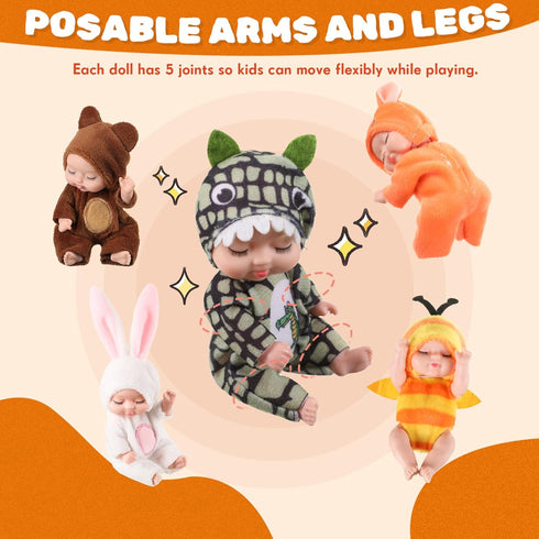 12 4 Inch Set 3+ Hanaive Pcs Mini Reborn Baby Doll Cute Easter Doll Gifts Realistic Dolls with Clothes Lifelike Mini