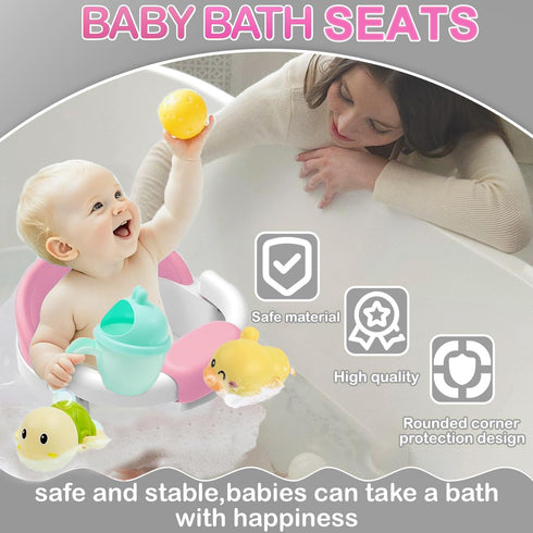 Gotof 6 Baby Bath Seat for Babies Months & up, Non-Slip Toddler Bath Seats for Babies Sitting Up,Safe Infant & Newborn