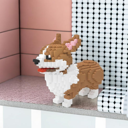 Larcele Micro Dog Building Blocks Set, 3274 Pieces Pet Mini Toy Bricks Kit (Big Corgi)