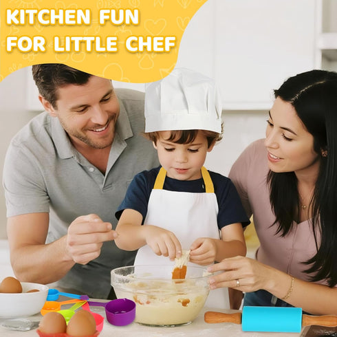 VONTIQUE 32 Setsfor 3+ pcs Kids Cooking&Kids Baking Real Cooking BakingMontessori Kitchen Tools for Toddlerswith Chef's