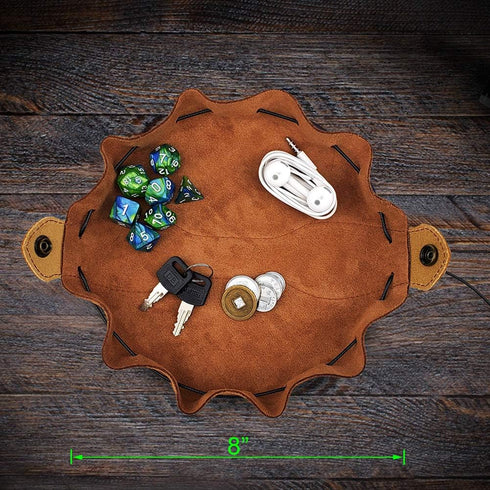 Celtic Tree DND Gifts Dice Bag - Genuine Leather Tray with Drawstring & Button for D&D Dice, Jewelry Storage