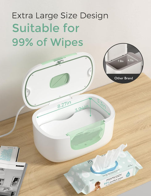 Momcozy 100pcs 10-Min 4 3-Level New Baby Wipe Warmer, Larger Capacity Wipe Dispenser, Fast Heating with Temperature