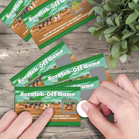 50 Pack Adventure Theme Scratch Off Game | Horse Race Scratch Card for Baby Shower & Birthday Party