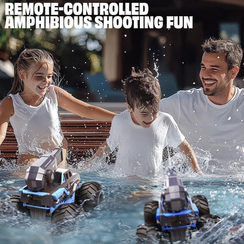 1:16 4WD 6-12 BEZGAR Monster Truck Toys Remote Control Car Amphibious RC Cars Pickup Boat with Shooting Water Gun
