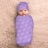 YallLocoMo Set Swaddle Blanket with Hat Newborn Purple Receiving Blankets Baby Swaddle Wrap Soft Sleep Sack for Baby