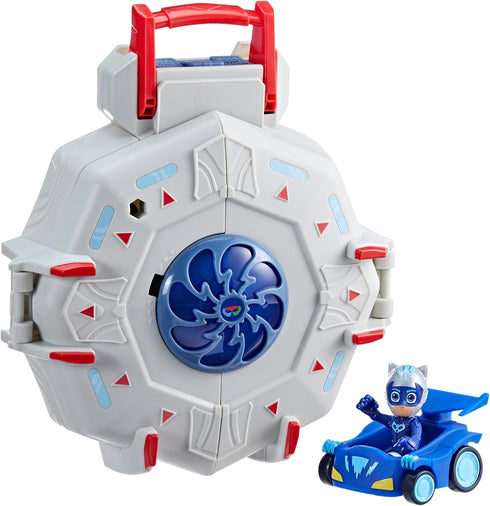 PJ Masks Power Heroes PJ Power Q Playset, Headquarters Set with Car and Figure, Superhero Toys for 3+