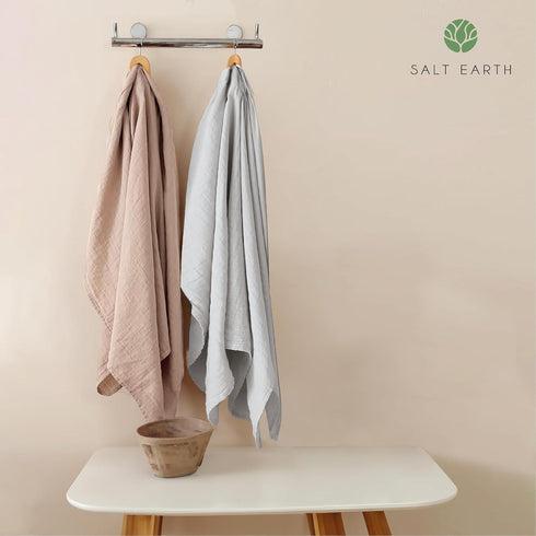 100% 2-Layered 2 Pack,47"x47" (2 Salt Earth Organic Cotton GOTS Certified Swaddle Baby Blanket, Receiving Blankets