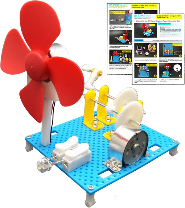 EUDAX DIY Dynamo Lantern, Hand Cranked Power Generator, Educational STEM Building Toy, Light Bulb Science Kit for Kids