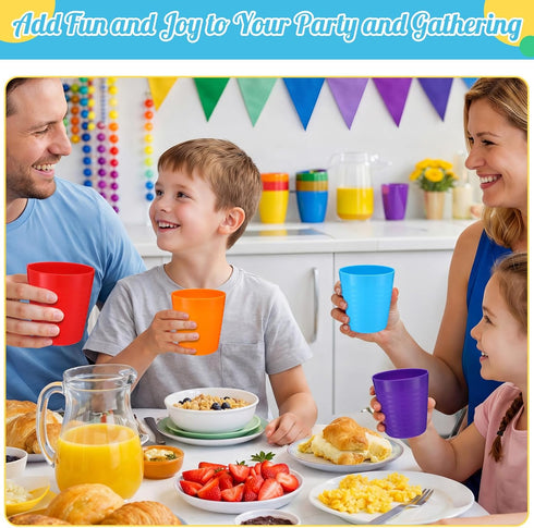 36 8 oz 6 Eccliy Pcs Kids Cups Bulk, Plastic Toddler Drinking Cups Unbreakable Reusable Stackable Assorted Colors