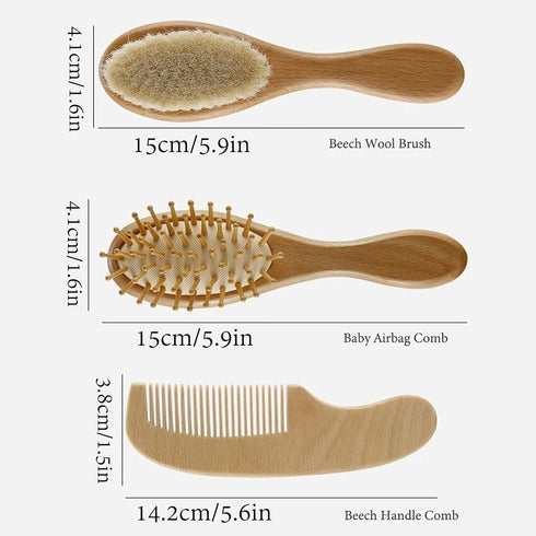 ZYDZKA Set Set Personalized Baby Hair Brush And Comb For Boy Girl Newborn, Custom Wooden Toddler Hair Brush With Soft