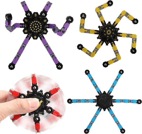 4 Pack Transformable Fidget Spinner Toys Set, Sensory Fidget Toys for Stress Relief and Anti-Anxiety, Gift for Kids and