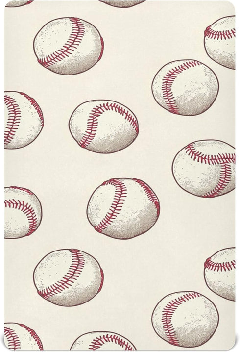 Mazeann Baseball Balls Vintage Crib Sheets Soft Breathable Fitted Baby Crib Sheets Mattress
