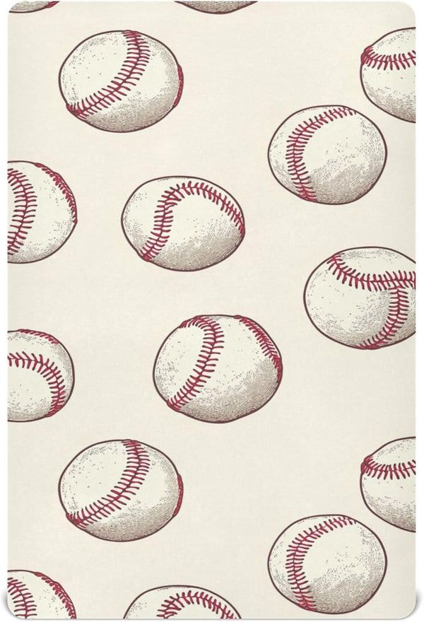 Mazeann Baseball Balls Vintage Crib Sheets Soft Breathable Fitted Baby Crib Sheets Mattress