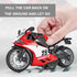 Pull Back Motorcycle Toys with Music Light - Race Motorcycles Gift for Boys 3-8 Years Old (RedWhite)