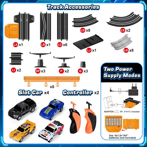 Sets 4 6 7 8-12, Set Counter Slot Car Race Track with Slot Cars, Ideal Birthday Xmas Gifts Toys for Kids Boys Ages