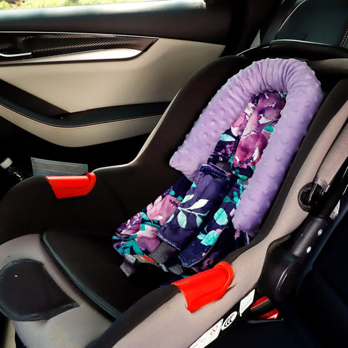Baby Car Seat Head Support for Girls, Infant Carseat Insert Super Soft Fleece Newborn Headrest Seatbelt Covers for Car