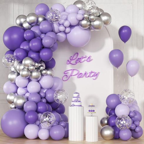 147pcs Purple Balloon Garland Arch Kit, Different Sizes with Dark Purple Light