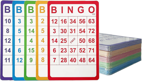 Yuanhe 100 Bingo Cards - Reusable Bingo Paper Game Cardstock Bulk in 5 Colors