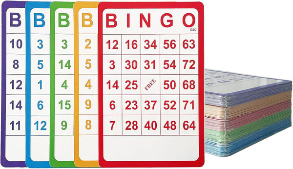 Yuanhe 100 Bingo Cards - Reusable Bingo Paper Game Cardstock Bulk in 5 Colors
