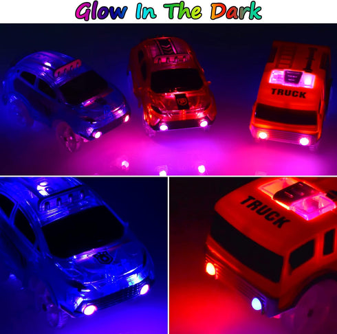 Track Cars Replacement Only - Light Up Toy Cars with 5 Flashing LED Lights, Compatible with Magic Tracks