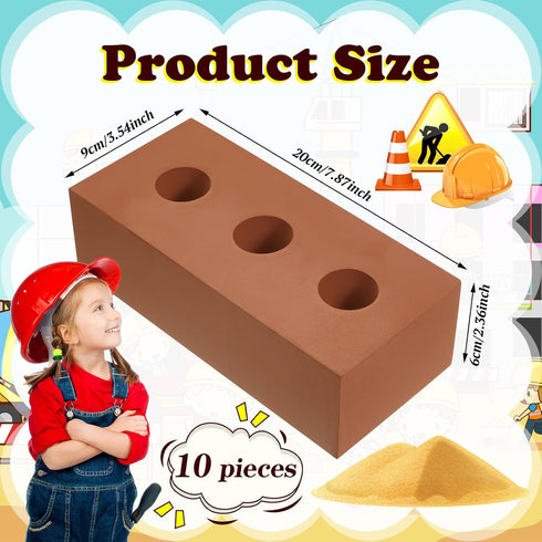 10 8 4 2.4 Deekin Pcs Foam Brick Building Blocks for Kids Thick Blocks Foam Large Fake Brick Construction Toy