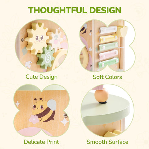 7 1+ ROBUD Wooden Activity Cube, Educational Wooden Toys with Functional Areas, Montessori Toys for Year Old Boys