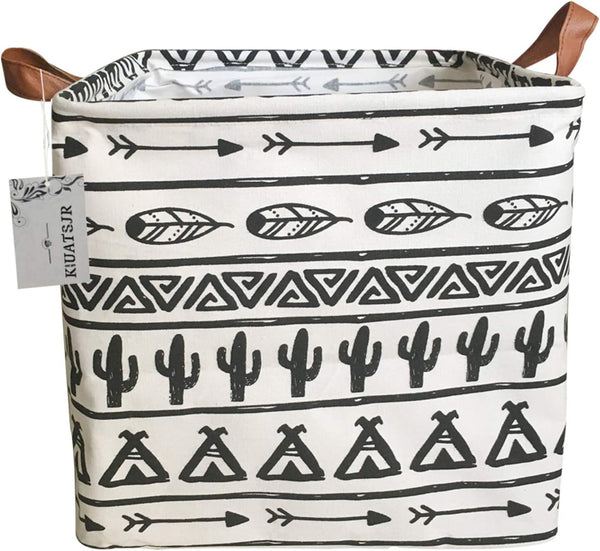 Storage Basket Fabric Organizer Bin - Perfect for Toys, Books, Clothes, and Pets - Black
