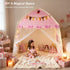 Setup 3-12 59x39x59 Kids Play Tent Indoor Teepee: Princess Castle Reading Nook with Mat Lights Carry Bag Mesh Windows